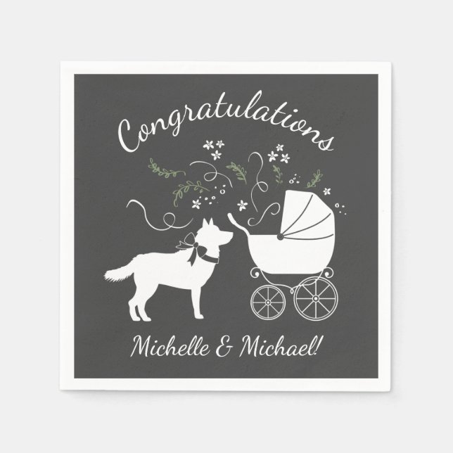 Servilleta De Papel Siberian Husky Baby Shower (Anverso)