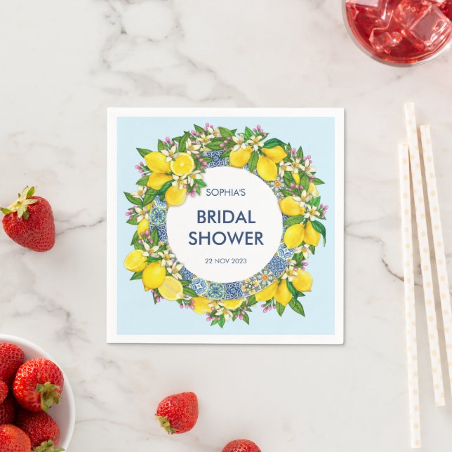 Servilleta De Papel Siciliana Majólica Tiles Floral Leafy Lemon Garlan (In situ)