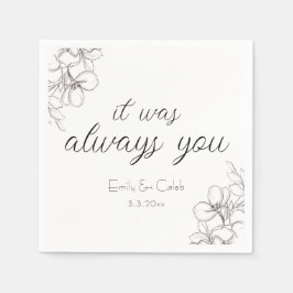Servilleta De Papel "Siempre fuiste tú" Boda floral blanca y negra