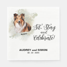 Servilleta De Papel Siéntate, quédate y celebra a Shetland Sheepdog