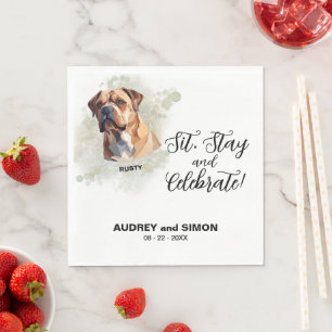 Servilleta De Papel Siéntate, Quédate y Celebra Boda de Bulldog