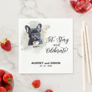 Servilleta De Papel Siéntate, Quédate y Celebra la Boda de Bulldog Fra