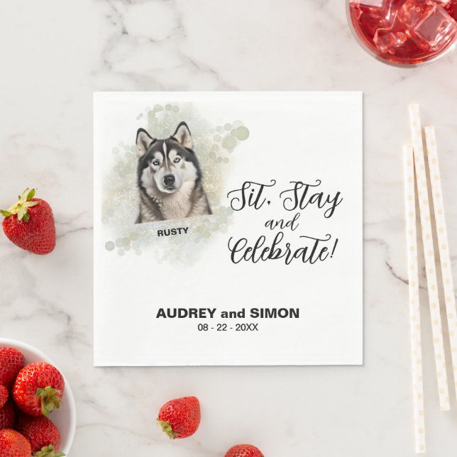 Servilleta De Papel Siéntese, quédese y celebre Alasken Malamute Boda (In situ)