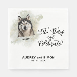 Servilleta De Papel Siéntese, quédese y celebre Alasken Malamute Boda