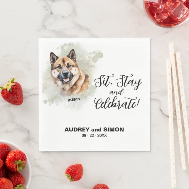 Servilleta De Papel Siéntese, quédese y celebre Boda Akita (In situ)