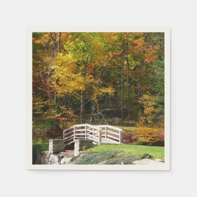 Servilleta De Papel Siete Springs Fall Bridge I Otoño Paisaje (Anverso)