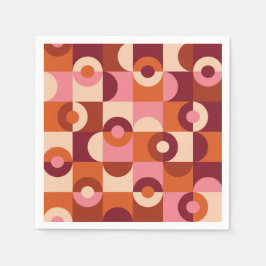 Servilleta De Papel Siglo Medio  semicírculos rosa naranja beige 