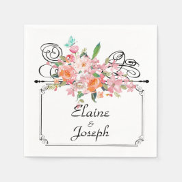 Servilleta De Papel Signo colgante de flores victoriano boda blanco ne