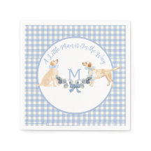 Signo de bienvenida Baby Shower de Gingham azul y 