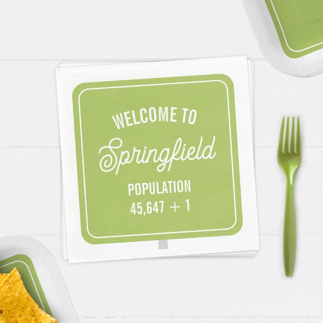 Servilleta De Papel Signo de bienvenida de pueblo Baby Shower verde (Subido por el creador)