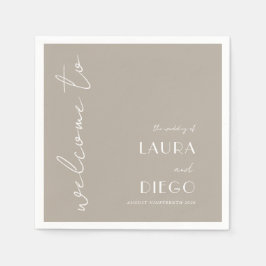 Servilleta De Papel Signo de bienvenida simple de Boda neutro