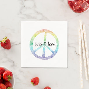 Servilleta De Papel Signo de paz arcoiris con corazón personalizado