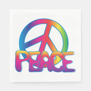 Servilleta De Papel Signo de Paz Arcoíris Retro Hippie