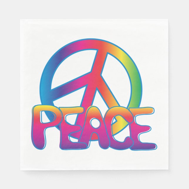 Servilleta De Papel Signo de Paz Arcoíris Retro Hippie (Anverso)