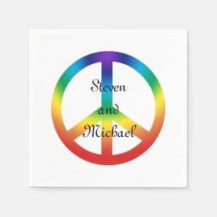 Servilleta De Papel Signo de paz con colores arcoiris