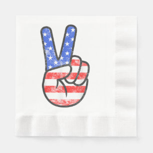 Servilleta De Papel Signo de paz de bandera estadounidense da la mano 