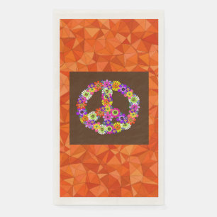 Servilleta De Papel Signo de Paz Floral en Marrón con Naranja