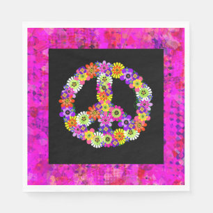 Servilleta De Papel Signo de Paz Floral en Pétalos Negros