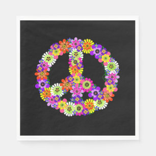 Servilleta De Papel Signo de paz floral sobre negro