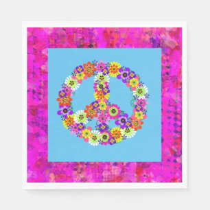 Servilleta De Papel Signo de paz floral sobre Petales azules