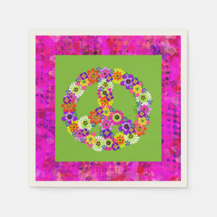 Servilleta De Papel Signo de Paz Floral sobre Pétalos Verde Lima