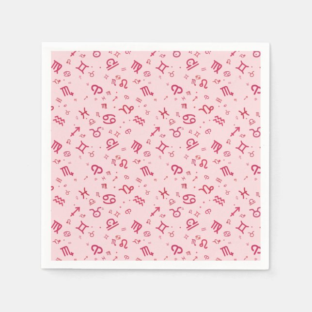 Servilleta De Papel Signo del zodiaco de astrología rosa  (Anverso)