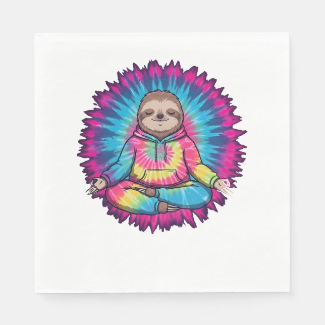 Servilleta De Papel Signo Hippie Sloth Peace Tie-Dy (Anverso)