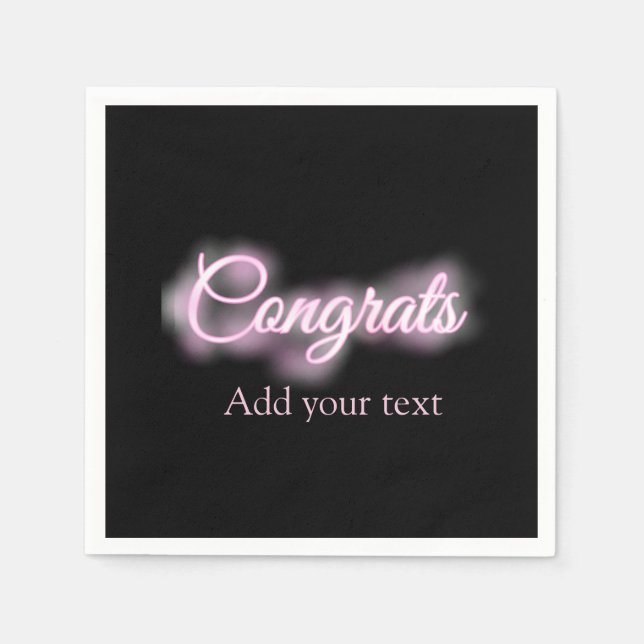 Servilleta De Papel Signo neón de felicitaciones rosadas añadir reanim (Anverso)