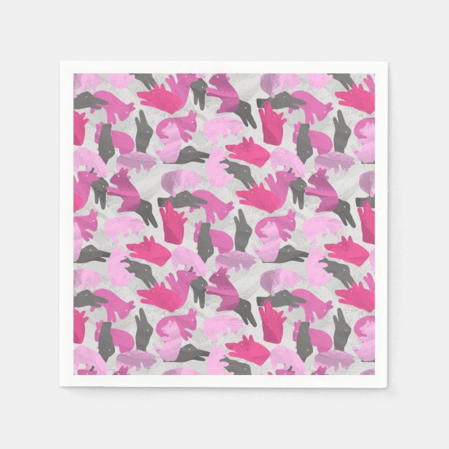 Servilleta De Papel Silhouette Animal Camouflage Pink (Anverso)
