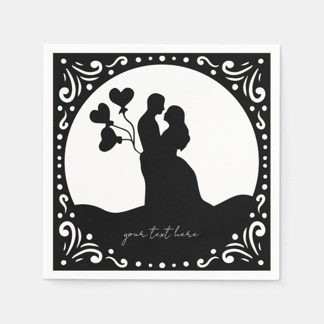 Servilleta De Papel Silhouette Boda Cuchillas de papel de pareja (Anverso)