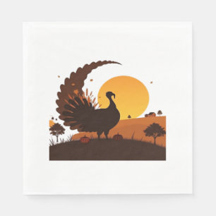 Servilleta De Papel Silhouette de Acción de Gracias Turquía - Sunset H