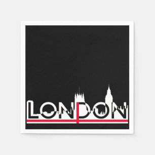 Servilleta De Papel Silhouette de Londres y bandera inglesa