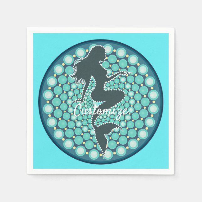 Servilleta De Papel Silhouette de sirena en burbujas Thunder_Cove Napk (Anverso)