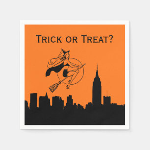Servilleta De Papel Silhouette Halloween Cheeky Witch Skyline de NYC