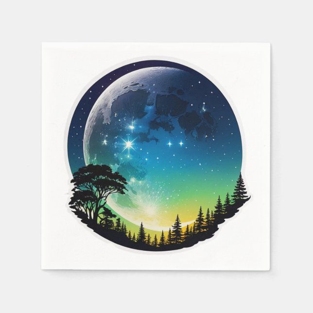 Servilleta De Papel Silhouette Moon Night (Anverso)