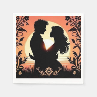 Servilleta De Papel Silhouette romántica: El abrazo de los enamorados 