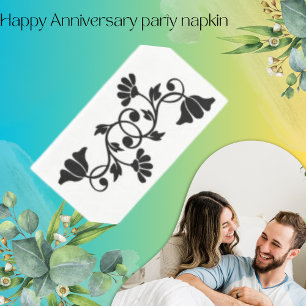 Servilleta De Papel Silhouette Thin Line Flower Swoosh Paper Napkin