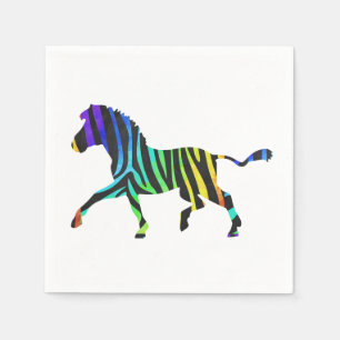 Servilleta De Papel Silhouette Zebra Negro y Arcoiris