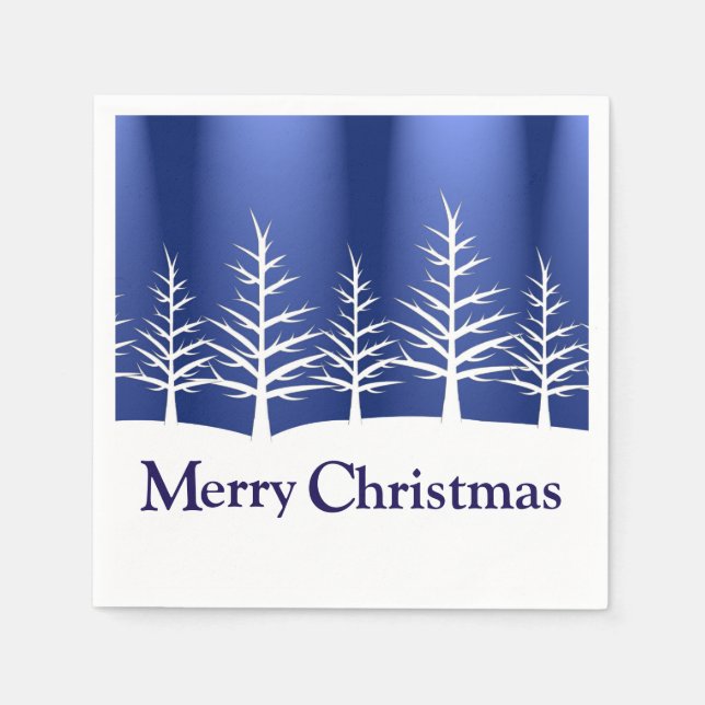 Servilleta De Papel Silhouettes de árbol blanco Navidades elegantes (Anverso)