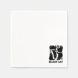 Servilleta De Papel Silhouettes de gato negro - Diseño felino lindo