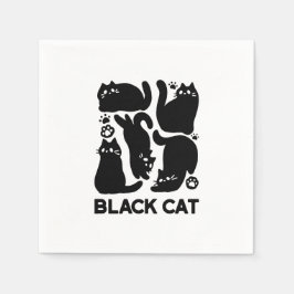 Servilleta De Papel Silhouettes de gato negro - Diseño felino lindo