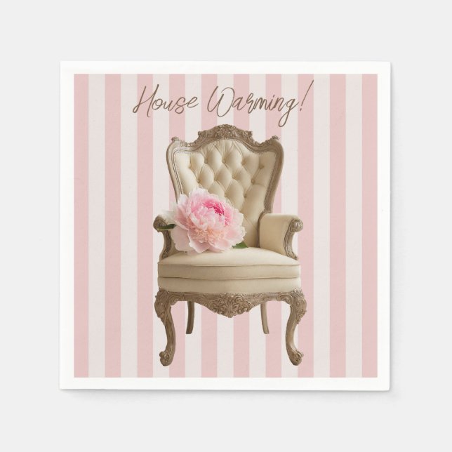 Servilleta De Papel silla de ala Reina Ana Pink Peony (Anverso)