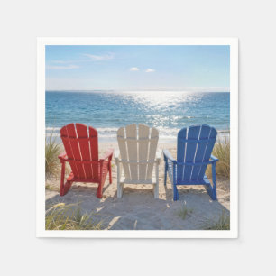 Servilleta De Papel Sillas Adirondack de playa en colores patrióticos