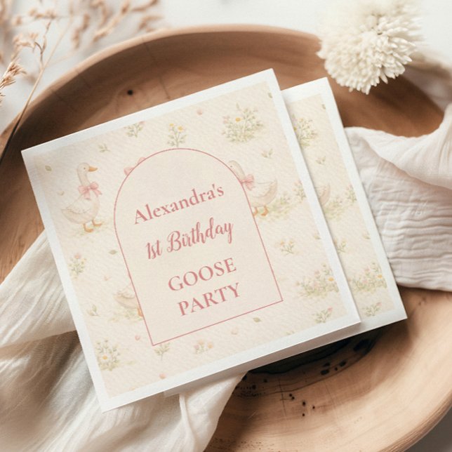 Servilleta De Papel Silly Goose 1st Birthday Baby Shower (Subido por el creador)