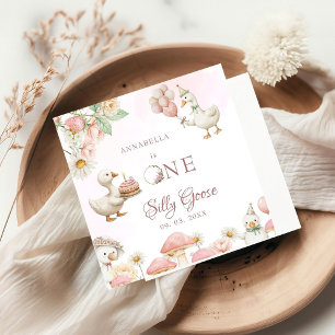Servilleta De Papel Silly Goose Flower Garden champiñón Primer cumplea