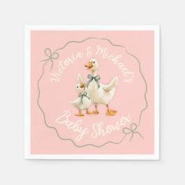Servilleta De Papel Silly Goose Gingham Bow Baby Shower