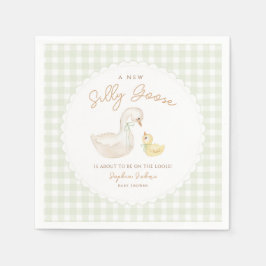Servilleta De Papel Silly Goose Gingham Duck ducha de bebé