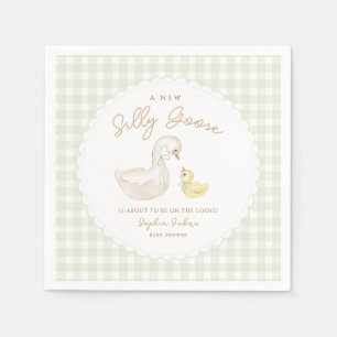 Servilleta De Papel Silly Goose Gingham Duck ducha de bebé