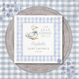 Servilleta De Papel Silly Little Goose Blue Gingham Baby Shower