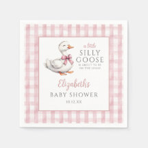 Silly Little Goose Pink Gingham Baby Shower
